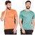 Masch Sports Mens Polyester Solid T-Shirts - Pack of 2 (Orange & Green)
