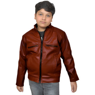 Buy Kids boy's brown leather jacket Online @ ₹899 from ShopClues