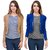 BuyNewTrend Beige & Blue Cotton Lycra Shrug with Top For Women (Pack of 2)
