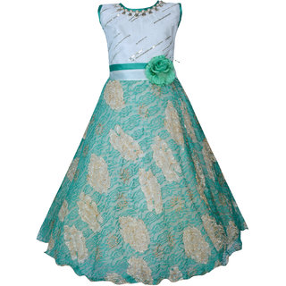 KBKIDSWEAR Girl's Embroidered Design Party Wear Premium Net Gown
