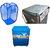 Jim-Dandy Grey Designer Fridge Top Cover + Blue Washing Machine Cover + Foldable Net Laundary Bag