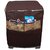 Jim-Dandy Grey Designer Fridge Top Cover + Brown Washing Machine Cover + Foldable Net Laundary Bag