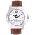New Jersey Round Dial Brown Leather Strap Mens Quartz Watch