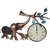 Desert Overseas Multicolor Iron Decorative Antique Wall Hanging Mother & Baby Elephant With Clock