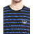 Cult Fiction Round Neck Black  Royal Blue Full Sleeve Striped Cotton T-Shirt For Men