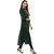 Janasya Women's Dark Green Crepe Graphic Print Straight Kurti