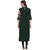 Janasya Women's Dark Green Crepe Graphic Print Straight Kurti