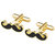 The Jewelbox Formal Shirt Glossy Moustache Mooch Black Enamel 18K Gold Cufflinks Pair Men Gift Box