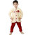 JBN Creation Boys Cotton Silk Sherwani & Breeches Set For Kids (Color: Gold & Maroon)