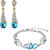 Oviya Combo of Alluring Blue Heart Link Bracelet and Drop Earrings with Crystal Stones CO2104686M