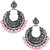 Jewelmaze Pink Beads Rhodium Plated Afghani Earrings 