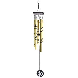Feng Shui Wind Chime Om Golden 5 Pipe Showpeice 6x20x6 cm