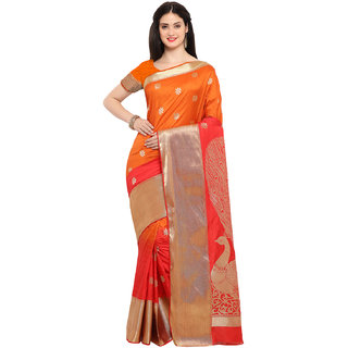 Buy Varkala Silk Sarees Orange Red Art Silk Paithani Saree With Blouse Piece Online 3674 From Shopclues