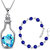 Oviya Rhodium Plated Combo of Dazzling Blue Tennis Bracelet and Bottle Heart Pendant with Crystal Stones CO2104695R