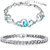 Oviya Rhodium Plated Combo of Lovely Heart Link love Bracelets with crystal stones CO2104702R