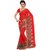 CRAZYDDEAL Red and Orange Georgette Embroidered  Saree