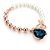 Om Jewells Fashion Jewellery Rose Gold Beads and Pearls Charms Bracelet  Graced with Blue Zirconia Drop Crystal for Gir