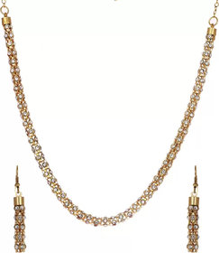 Bhagya Lakshmi Traditional Gold Plated Mala Strand Necklace With Earrings For Women