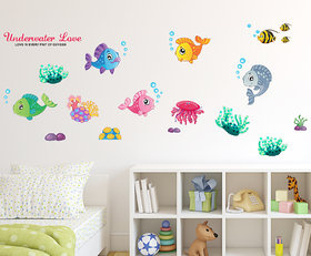 Wall Dreams Underwater cute fishes with octopus Wall Stickers(80cmX160cm)