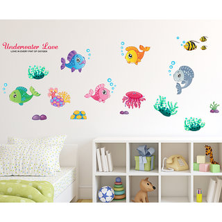 Wall Dreams Underwater cute fishes with octopus Wall Stickers(80cmX160cm)