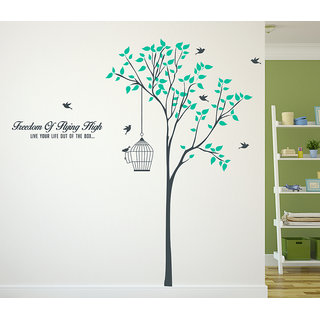 Wall Dreams Tree with branches and birdscage Wall Stickers(60cmX90cm)