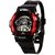 Varni Round Dial Black Silicone Strap Digital Watch for Mens & Boys (7 Light)