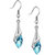 Om Jewells Rhodium Plated Marine Blue Crystal Jewellery Drop earrings for girls and women ER1000057