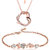 Om Jewells Rose Gold Valentine Jewellery Combo of Heart Pendant with LOVE Link Bracelet for Girls CO1000086