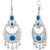 Jewelmaze Blue Meenakari Rhodium Plated Afghnai Earrings 