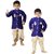 JBN Creation Kids Indowester Sherwani Suit Dress with Jodhpuri Breedges and Dhoti Combo Set of Three For Boys (Color: Blue & Gold)