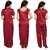 Diljeet Women's Satin Nighty-4Pc set-Nighty/Robe/Top/Bottom(maroon)
