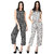 Westrobe Women Black Floral And White Tiger Printed Jumpsuits Combo