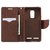 Brand Fuson Luxury Mercury Diary Wallet Style Flip Cover Case For Lenovo Vibe K6 Power - Brown