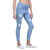 Code Yellow Women's Icy Blue Color Stylish Ripped Mid-Waist Jeans