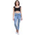 Code Yellow Women's Icy Blue Stylish Washed Ripped High Waist Jeans