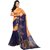 Meia Blue & Orange Art Silk Printed Saree With Blouse