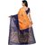 Meia Blue & Orange Art Silk Printed Saree With Blouse