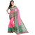 Meia Pink & Green Art Silk Printed Saree With Blouse