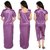 Diljeet Women's Satin Nighty-4Pc set-Nighty/Robe/Top/Capri(Purple)