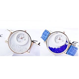 super combo Women White And Blue Combo Of 2 party Wadding Analog Ladies And Girls Watch