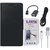 KARTIK Mercury Diary Wallet Style FLIP Cover Case+Tempered+OTG+Aux+Data Cable  for Redmi Y1(Combo)Black
