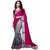 Meia Pink and Grey Georgette Lace Saree With Blouse