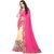 CRAZYDDEAL Pink Cream Georgette Embroidered Saree With Blouse