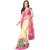 CRAZYDDEAL Pink Cream Georgette Embroidered Saree With Blouse