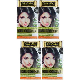 Indus Valley Bio Organic Organically Natural Gel Black Hair Colour OTP Pack OF 4 Each Pack 35 G
