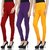 Savage Comfortable Stylish Cotton Lycra Churidar Ankle Length Women Leggings Orange, Purple , Deep Red Color, Pack Of 3