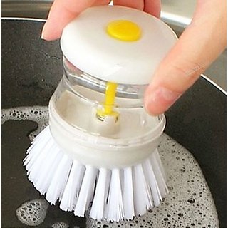 SSZ Multipurpose Small Dish Washer Cleaning Brush With Liquid Soap Dispenser(Plastic/Fiber) s4d01