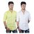 Cliff High Men'S White  Yellow Casual Shirt (Pack Of 2)