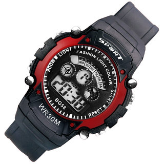 red digital watch
