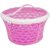 Round Vegetables  Fruit Basket with Cover, ( Pink )